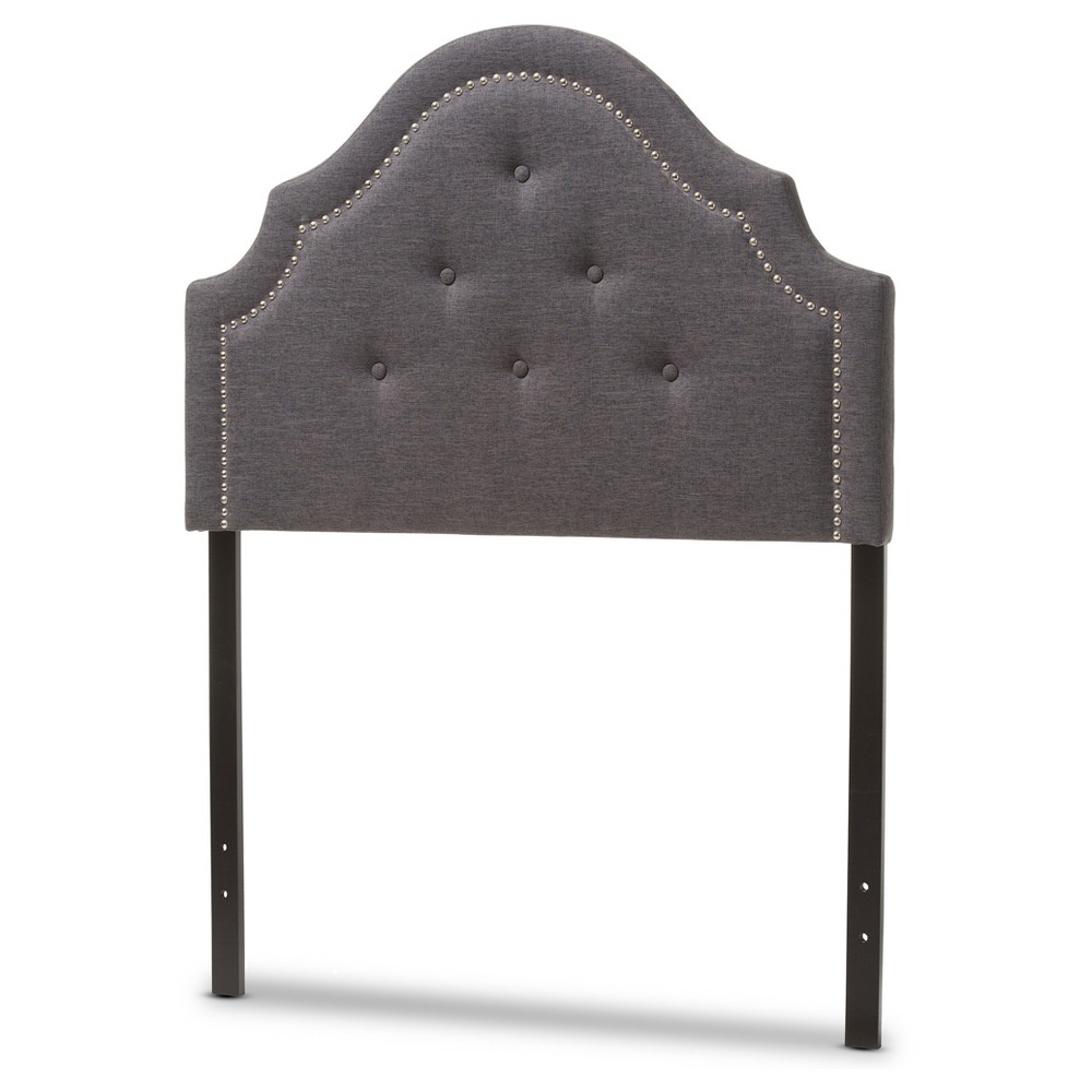 Photos - Bed Frame Twin Cora Modern And Contemporary Fabric Upholstered Headboard Dark Gray 