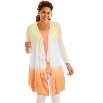 Woman Within Women's Plus Size Lightweight Ombrè Open Front Cardigan