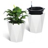 Modern Diamond Planters - 2-Pack featuring self-watering system, drain holes and water monitor. Ideal for indoor and outdoor use. - 2 of 4