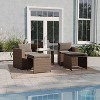 Emma and Oliver Indoor/Outdoor Modular Loveseat Sofa Set with Ottomans and Glass-Top Table - 2 of 4