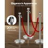 VEVOR Stanchions and Velvet Ropes 4Pcs, Hollow Base with Stainless Steel Post, 2 Red Velvet Ropes and Posts, Crowd Control Barriers Stanchions,Silver - 3 of 4