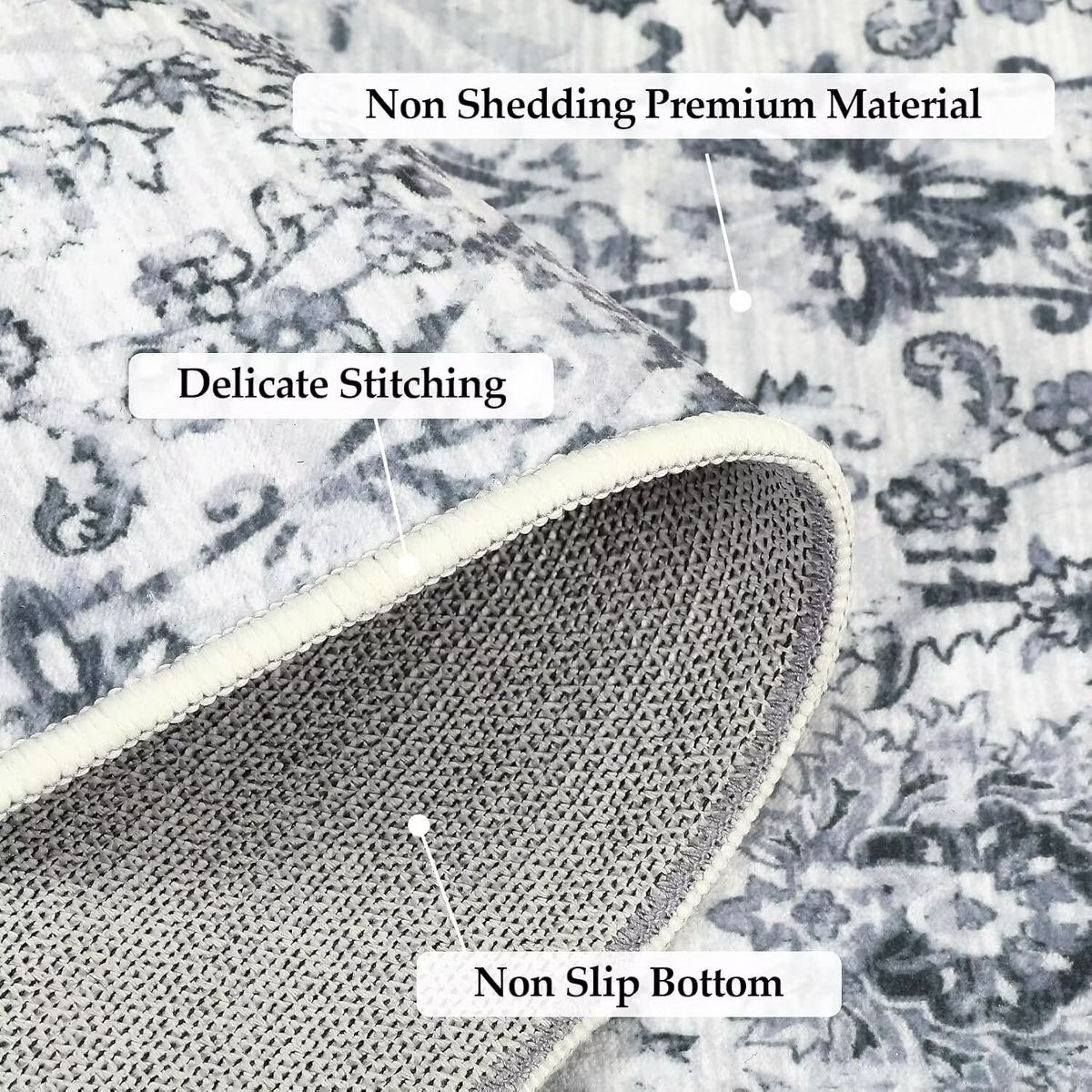 Vintage Medallion Area Rugs Washable Stain Resistant Non-Shedding Floor Cover - thumbnail 4