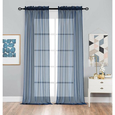 Designer Sheer Voile Rod Pocket Curtains For Small Windows