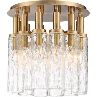 Stiffel Florio 13" Wide Antique Gold and Glass 12-Light Ceiling Light