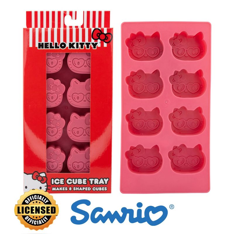 Silver Buffalo Sanrio Hello Kitty Hearts Silicone Ice Cube Tray | Makes 8 Cubes, 2 of 10