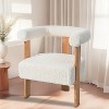 TiramisuBest Set of 2 Upholstered Teddy Faux Fur Dining Chairs with Adjustable Legs and Armrests, Comfortable Accent Chairs (Light Brown) - 4 of 4