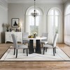 ChicFurnit Dining Sets Round Table with Upholstered Chairs for Modern Living Space, White Gray, 46.85"*46.85"*4.53" - 2 of 4
