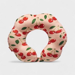 Super Soft Travel Pillow with Memory Foam & Removable Cover in Cherry Charm - 1 of 4