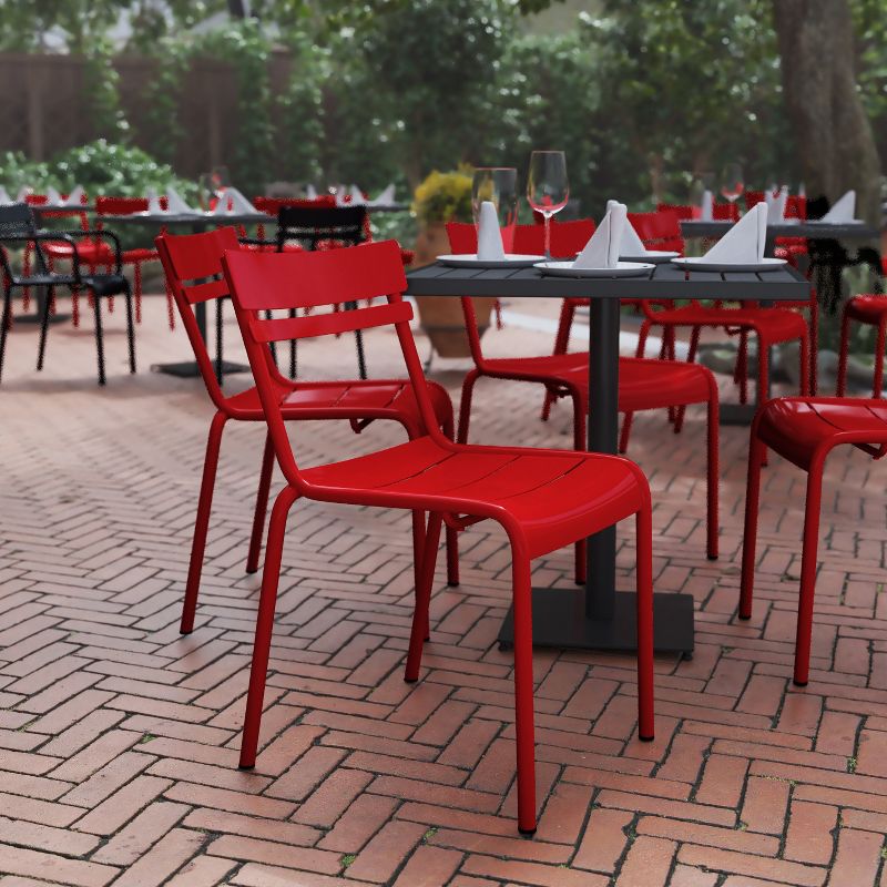 Flash Furniture Nash Commercial Grade Steel Stack Chair, Indoor-Outdoor Armless Chair with 2 Slat Back, 3 of 13