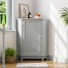 OUTSUPPLY Modern Style Bathroom Cabinet, Triangle Corner Storage Cabinet with Adjustable Shelf MDF Board - 2 of 4