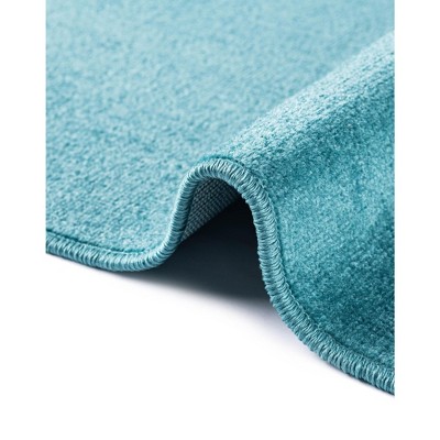 Teal Round Easy Care Synthetic Indoor Rug