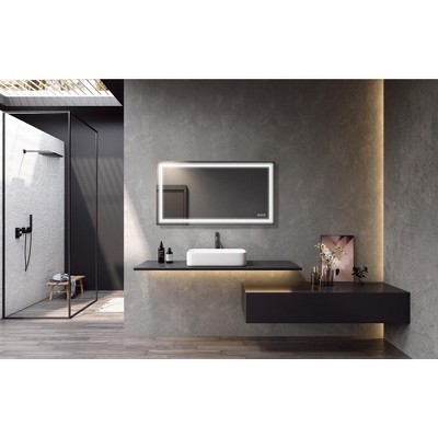 Vynxaria 30 in. Wx55 in. H  Bathroom LED mirror Anti- fog mirror with button