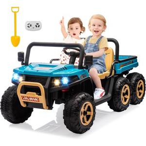 2 Seater Ride on Car,24V Kids Ride-on Dump Truck UTV w/Parent Remote,2 Seaters Electric Car w/Electric Dump Bed & Shovel,6-Wheels, Music - 1 of 4