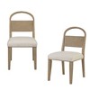Wood Arch Back Chair Set of 2, Toffee Finish with White Sand Upholstered Seat, Oak Veneers, Transitional Dining Chairs - 3 of 4