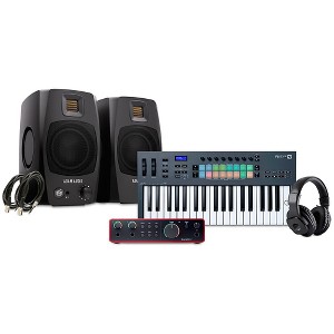 Novation FLkey Keyboard Controller with Focusrite 2i2 USB Audio Interface and Adam Audio D3V 3-inch Studio Monitor Pair Package (Cables & Headphones - 1 of 4