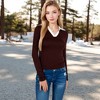 Anna-Kaci Women's Long Sleeve V-Neck Shirt with Contrast Collar - 4 of 4