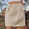 Women Washed Skirt, Elastic Waist Casual Stylish Cargo Mini Skirt with Multi Pockets for Casual Outings - 4 of 4