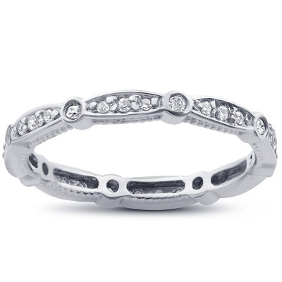 Pompeii3 3/8ct Vintage Diamond Eternity Stackable Ring 14K White Gold