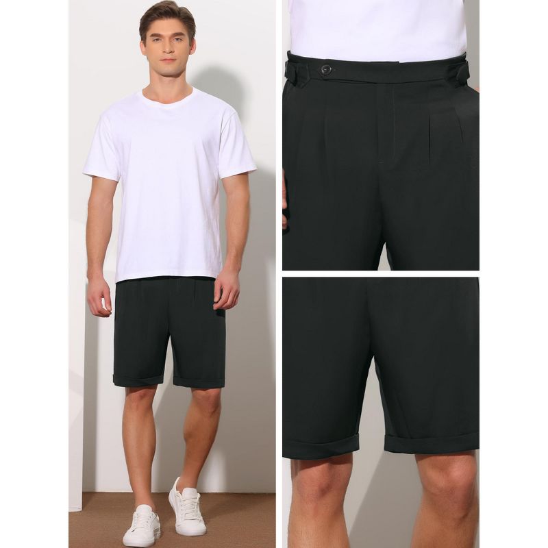 Lars Amadeus Men's Summer Pleated Front Straight Leg Business Dress Chino Shorts, 3 of 5