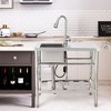 Garvee Freestanding Sink With Faucet and Drainboard, Station Sink With Storage Shelves,for Restaurant,Cafe,Bar,Hotel,Garage,Laundry Room - 3 of 4
