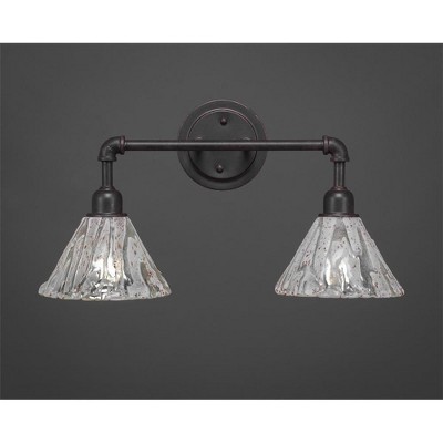 Toltec Lighting Vintage 2 - Light Vanity in  Dark Granite with 7" Italian Ice Shade