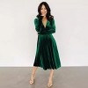 Clearlove Women's Elegant Velvet Midi Dress Deep V Neck Long Sleeve Flared Dress - 2 of 4