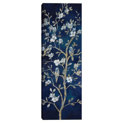 16" x 48" Indigo Spring I by Nan Unframed Wall Canvas - Masterpiece Art Gallery: Vertical Botanical MDF Art for Living Room
