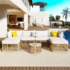 ELJGET 7 PCS Outdoor Patio Furniture, All-Weather Rattan Conversation Set, Freely Combined Conversation Sets for Garden, Backyard, Balcony, Beige - 2 of 4