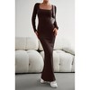 BLUEMING Women's Square Neck Long Sleeve Knit Maxi Dress Knit Bodycon Long Dress - 2 of 4