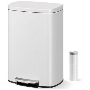 13.2 Gallon Stainless Steel Trash Can, 50 Liter Rustproof Garbage Can, Removable Inner Bucket & Rear Handle, Step-on Trash Bin for Living Room - 1 of 4