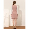 Allegra K Women's Square Neck Ruched Front Contrast Panel Chiffon Long Sleeve Dress - 3 of 4