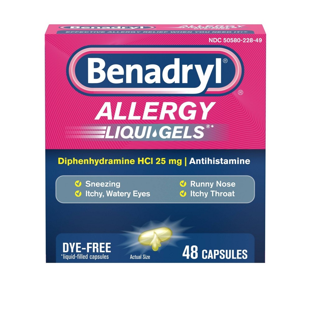 Benadryl Liqui-Gels Antihistamine Diphenhydramine Allergy Relief & Cold Medicine - 48ct