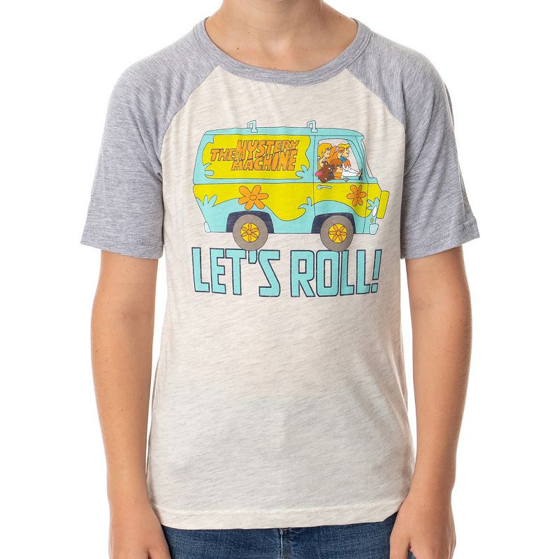 Scooby-Doo Boy's The Mystery Machine Let's Roll Collectible Raglan T-Shirt, 3 of 4