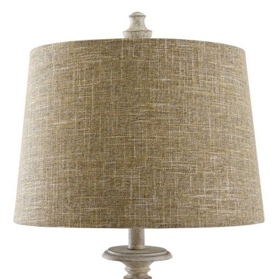 Ivory Distressed Polyresin Table Lamp with Taupe Shade