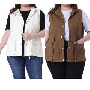 Agnes Orinda Women's Plus Size Lightweight Sleeveless Drawstring Waist Sleeveless Scrub Vests 2 Pcs - 1 of 4
