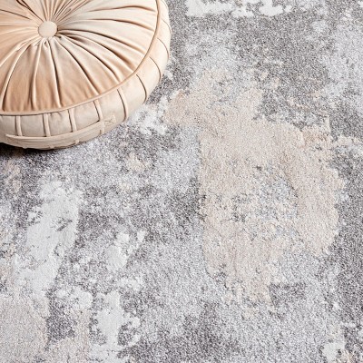 Bentley Beige and Grey Abstract Synthetic Area Rug