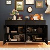 FUFU&GAGA Horizontal Dresser Living Room Storage Cabinet Solid Wood Legs Black Accent - 2 of 4