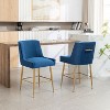 SEYNAR Modern Velvet 39'' H Metal Leg Counter or Bar Stools Set of 2 - 2 of 4