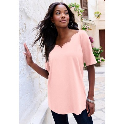 Roaman's Ultimate Scalloped Scoop Neck Tee