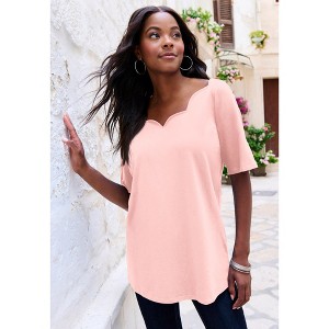 Roaman's Ultimate Scalloped Scoop Neck Tee - 1 of 4