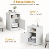 Heynemo White Nightstand with Storage Shelf and Door, Faux Two-drawer Design Side Table , Modern Night Stand for Bedroom Dorm, Wood End Table - 3 of 4