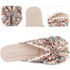 Perphy Women's Peep Toe Pearl Decor Slip-on Flat Slides Mules - 3 of 4