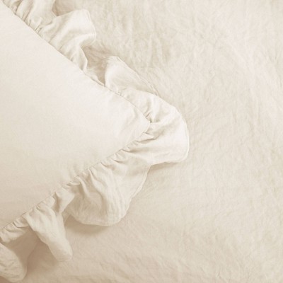 Lush Décor 3pc Full/Queen Reyna Comforter Set Ivory: Microfiber, Ruffled, OEKO-TEX Certified