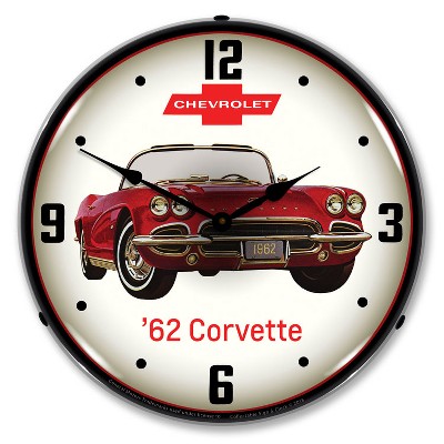 Collectable Sign & Clock | 1962 Corvette LED Wall Clock Retro/Vintage, Lighted