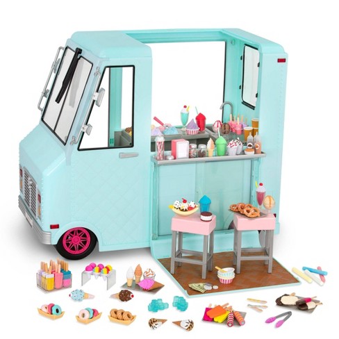 Our Generation Sweet Stop Ice Cream Truck With Electronics For 18 Dolls -  Light Blue : Target