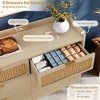 6 Drawer Rattan Dresser with Railed Edge, Modern Double Dresser with Metal Legs and Gold Handles, Farmhouse Wood Storage Chest of Drawers for Bedroom and Nursery - image 4 of 4