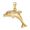 Black Bow Jewelry 14k Yellow Gold 25mm 2D Jumping Dolphin Pendant - 3 of 4