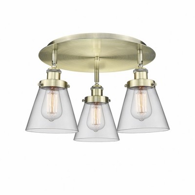 Cone - 3 Light Flush Mount In Art Deco Style-9.25 Inches Tall and 18 Inches Wide