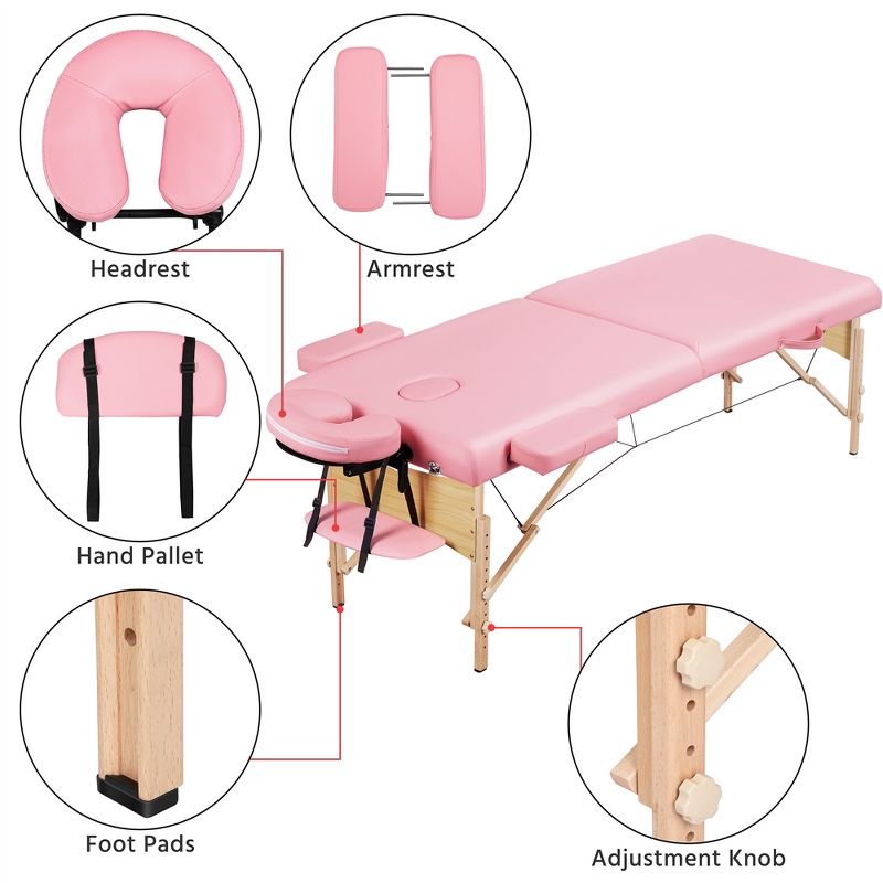 Yaheetech Portable Massage Table with Carry Case Bag, 4 of 10