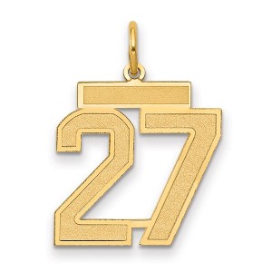 Black Bow Jewelry 14k Yellow Gold, Jersey Collection, Medium Number 27 Pendant - 1 of 3